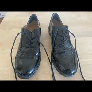 Franco Sarto black patent leather wingtips